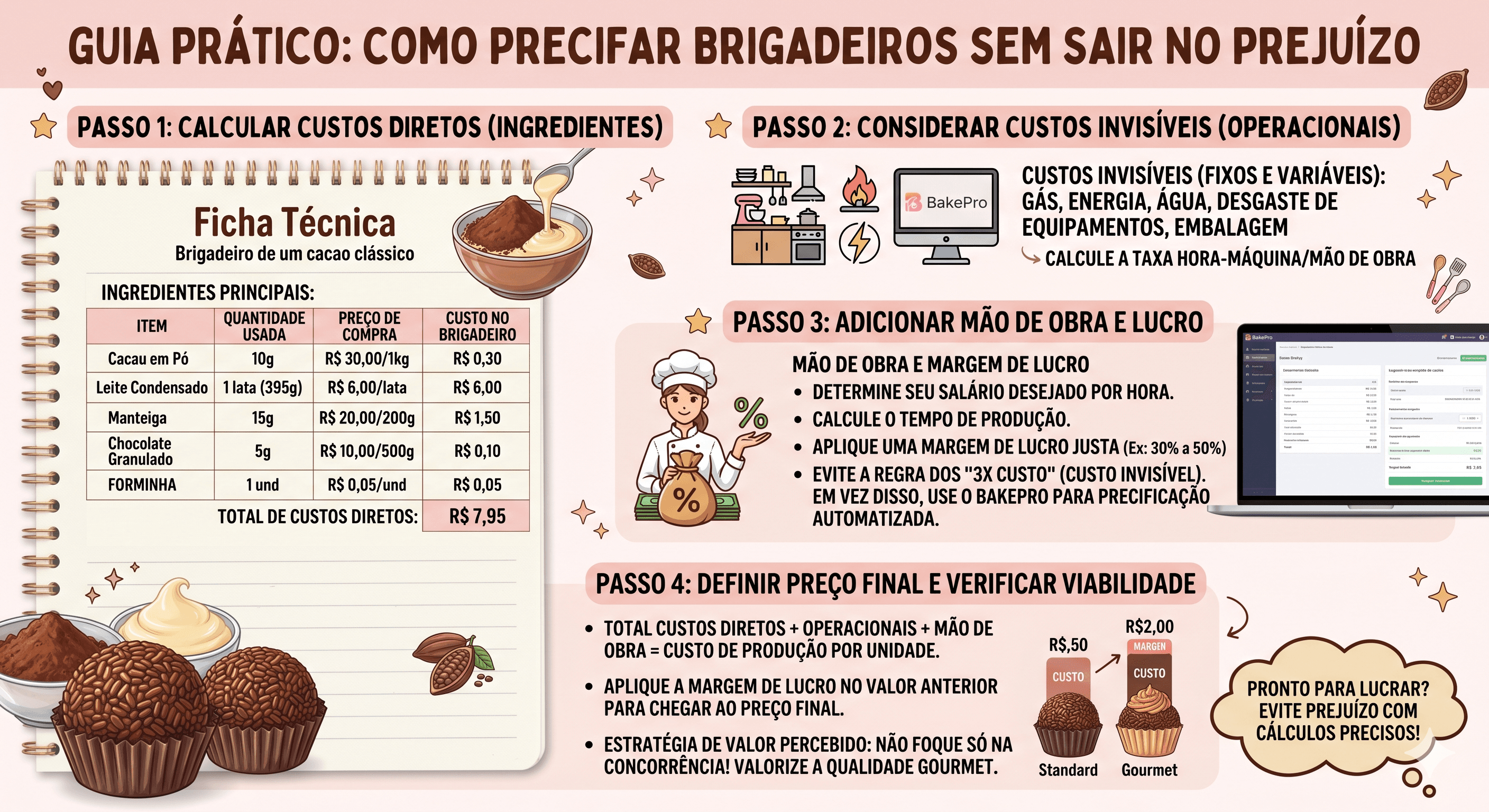 Infográfico: como precificar brigadeiros passo a passo
